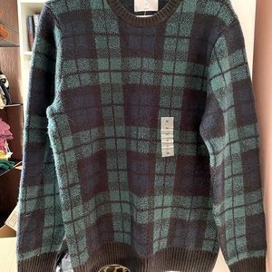 NWT CLASSIC FOREST GREEN/NAVY & BLACK PLAID SWEATER!!